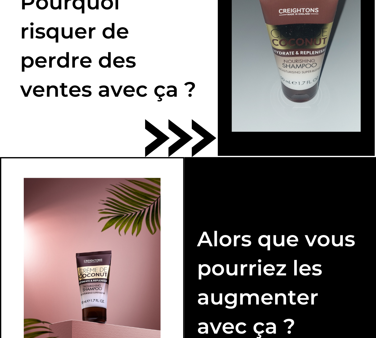 Comparaison d'images de produits de qualité différente