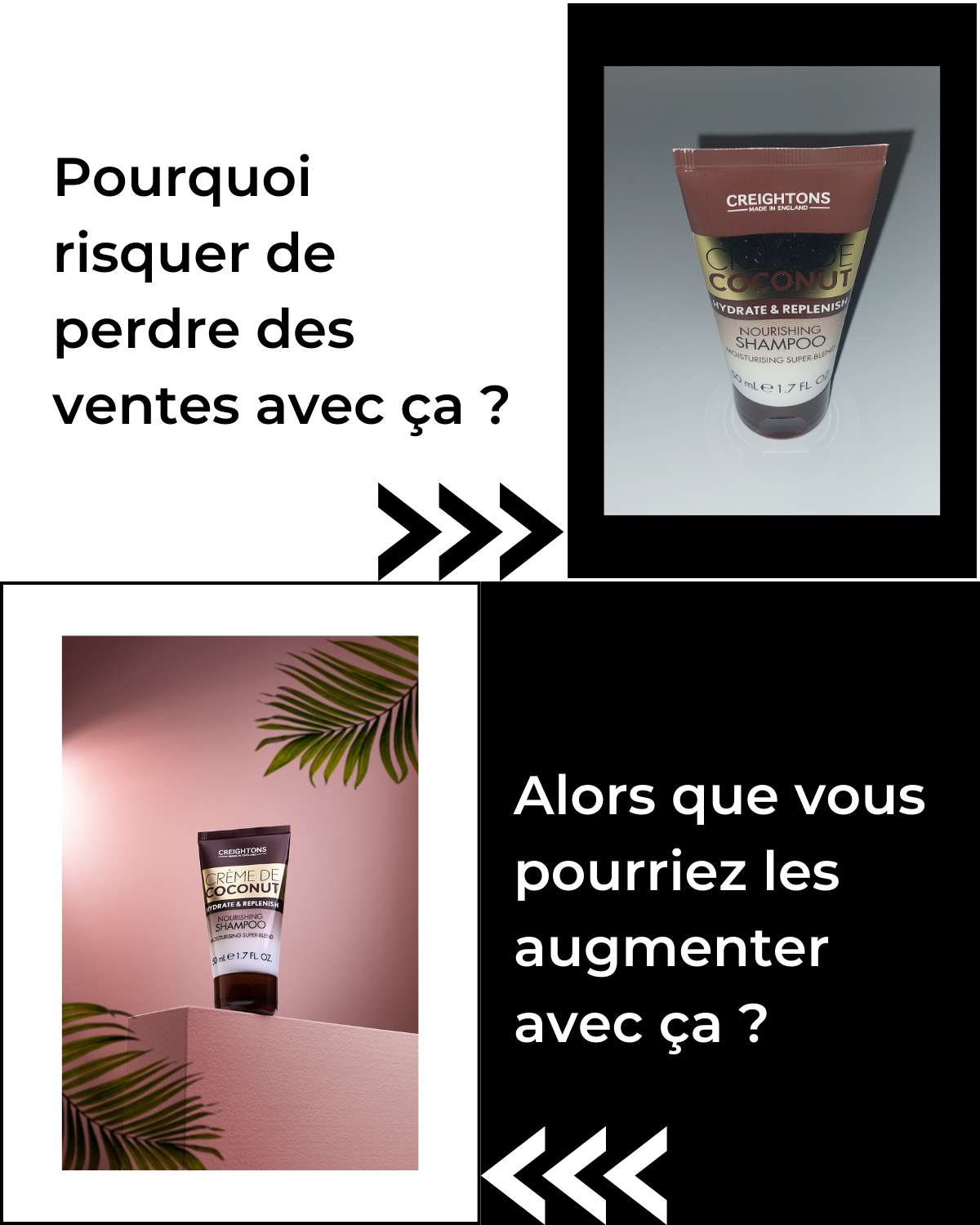 Comparaison d'images de produits de qualité différente